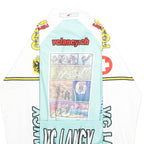 Mens Blue & White Graphic Polyester Zip Jacket XXS Sports Cycling Retro