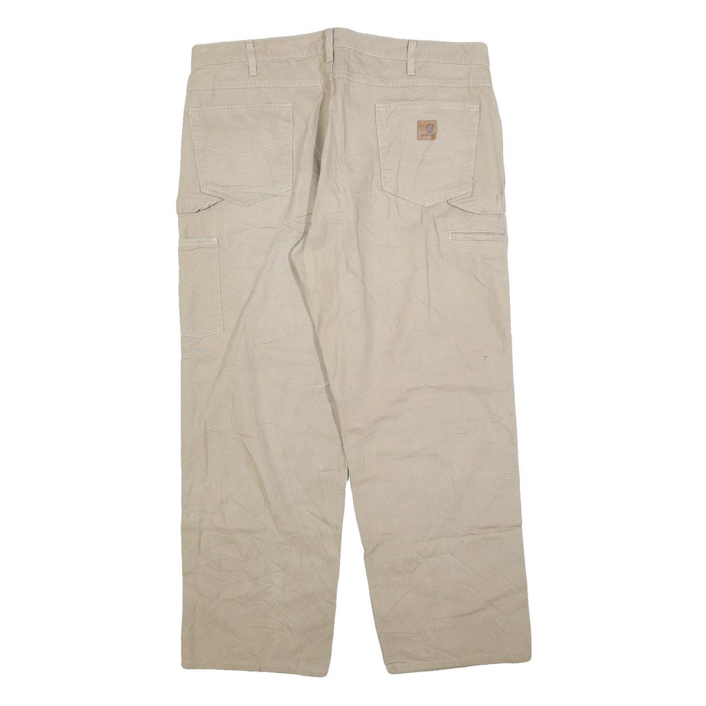 CARHARTT Mens Loose Beige Cotton Blend Trousers W40 L30 Zip Casual Workwear