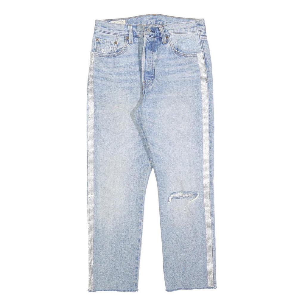 LEVI'S 501 Womens Jeans Blue Regular Straight Denim Light W28 L26 Button Fly