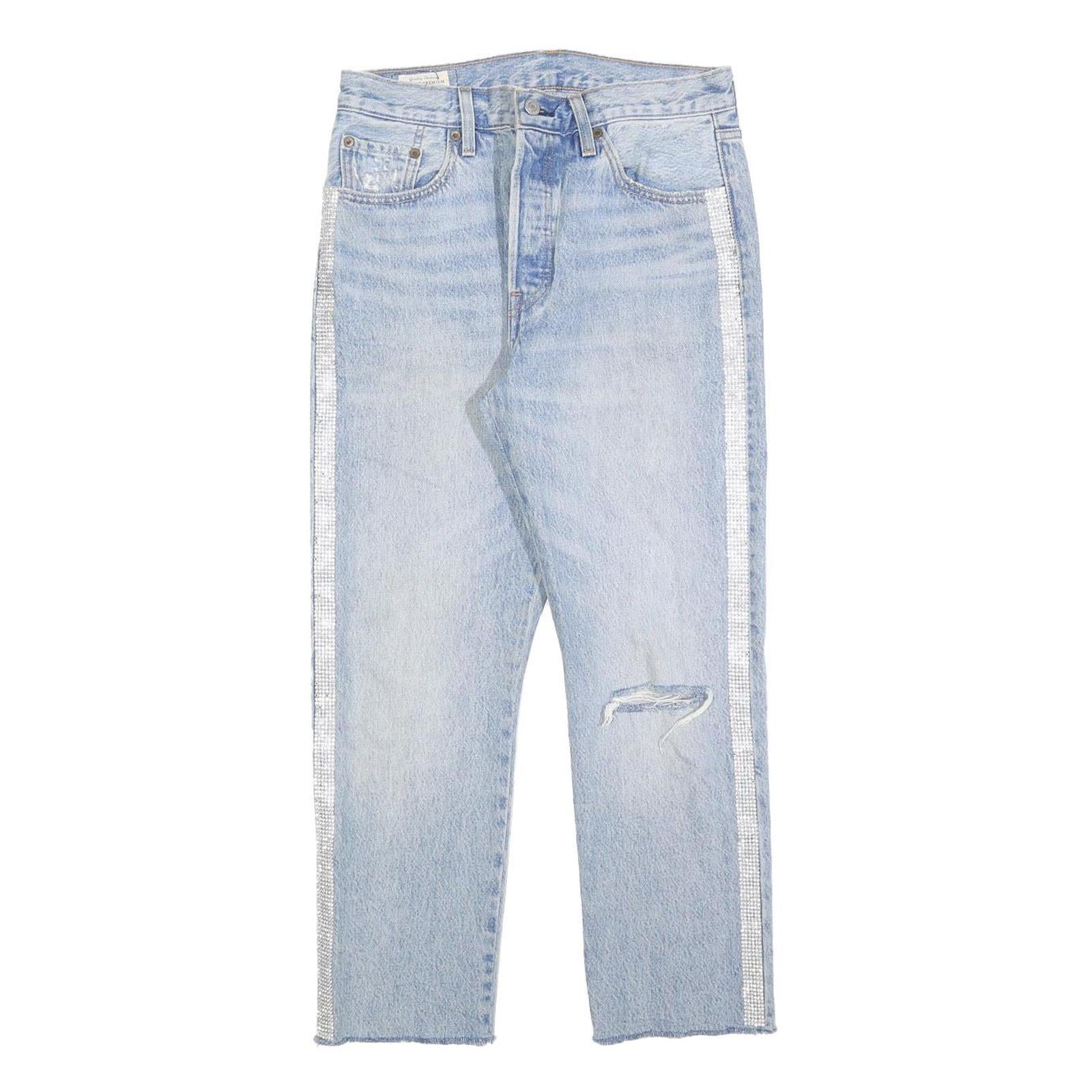 LEVI'S 501 Womens Jeans Blue Regular Straight Denim Light W28 L26 Button Fly