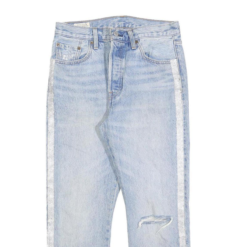 LEVI'S 501 Womens Jeans Blue Regular Straight Denim Light W28 L26 Button Fly