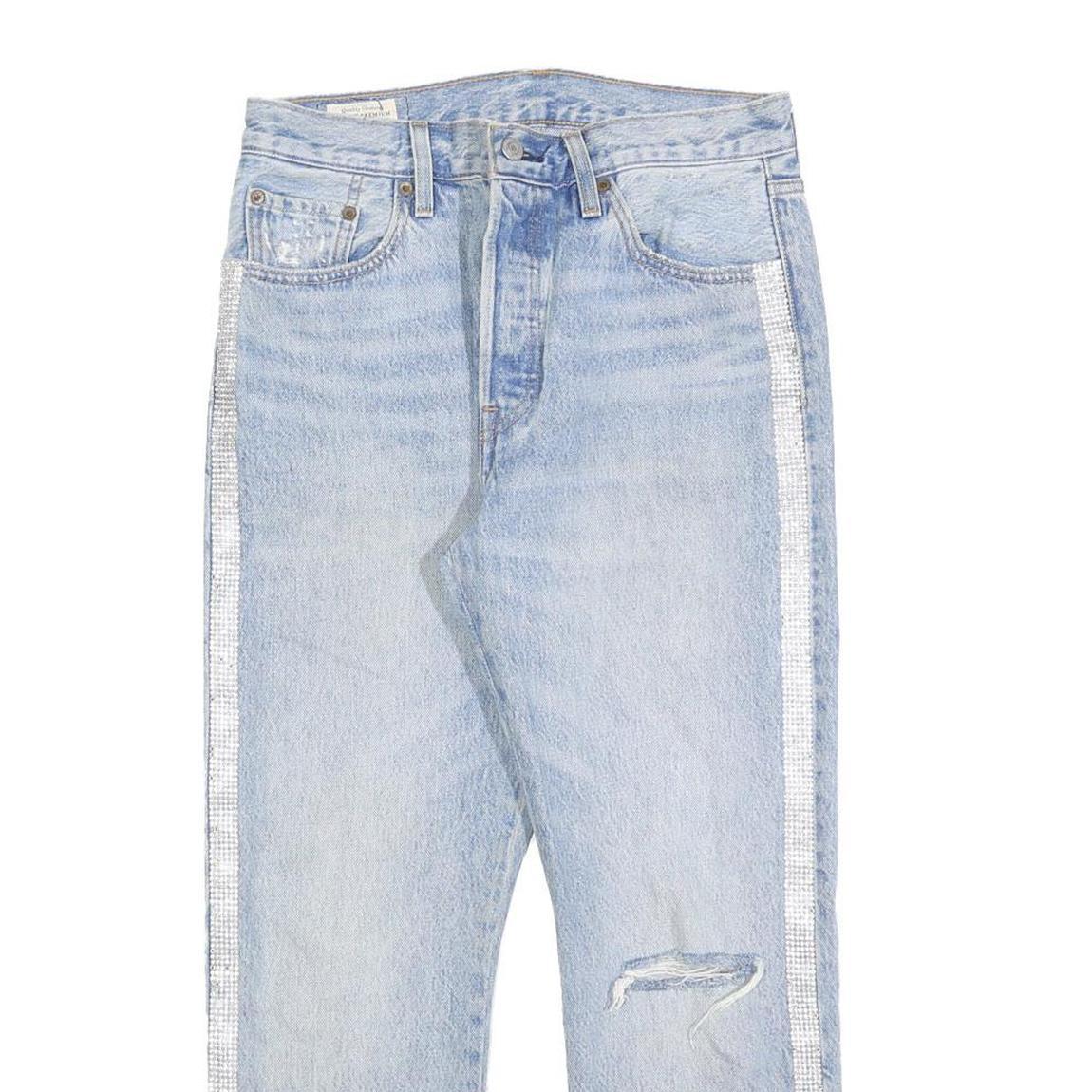 LEVI'S 501 Womens Jeans Blue Regular Straight Denim Light W28 L26 Button Fly