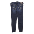 EXPRESS Womens Slim Dark Blue Denim Jeans W30 L28 Stylish Contrast Stitching