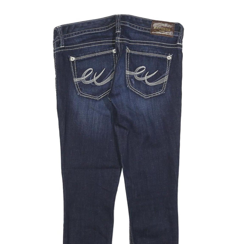 EXPRESS Womens Slim Dark Blue Denim Jeans W30 L28 Stylish Contrast Stitching