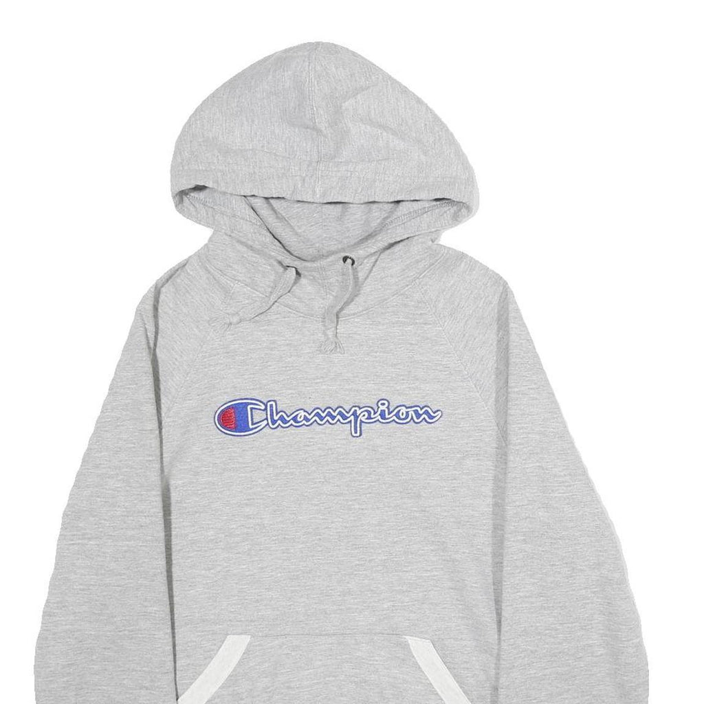 CHAMPION Mens Grey Cotton Blend Pullover Hoodie S Classic Logo Sweatshirt