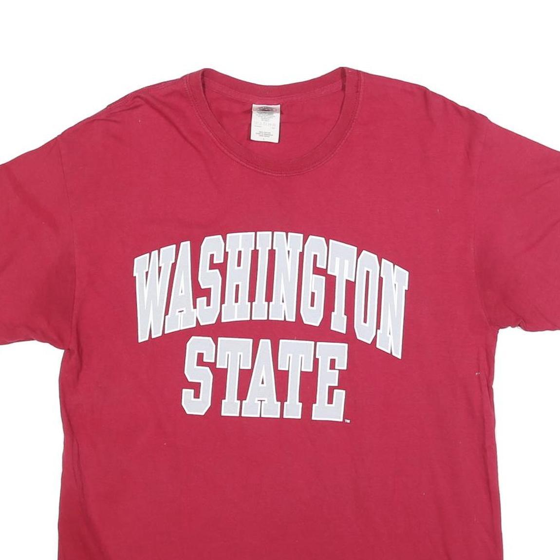 NEW AGENDA Mens Red Washington State Plain T-Shirt L Short Sleeve Crew Neck