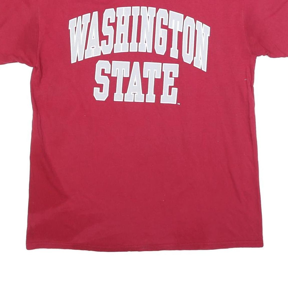 NEW AGENDA Mens Red Washington State Plain T-Shirt L Short Sleeve Crew Neck