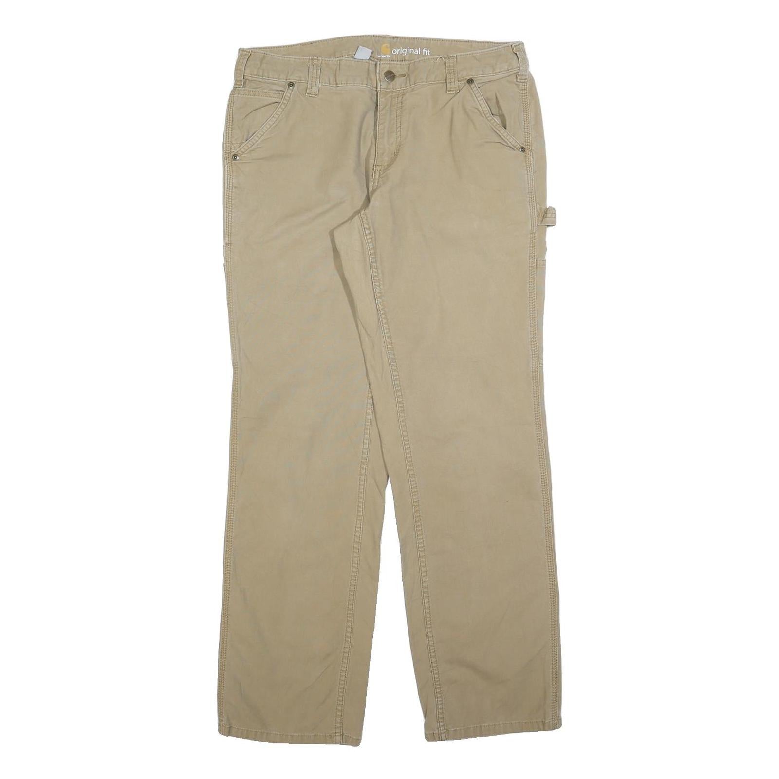 CARHARTT Womens Cotton Blend Beige Regular Fit Straight Leg Trousers W32 L32