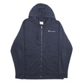 CHAMPION Mens Navy Blue Full Zip Hoodie L Cotton Blend Casual Sweatshirt