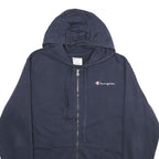 CHAMPION Mens Navy Blue Full Zip Hoodie L Cotton Blend Casual Sweatshirt