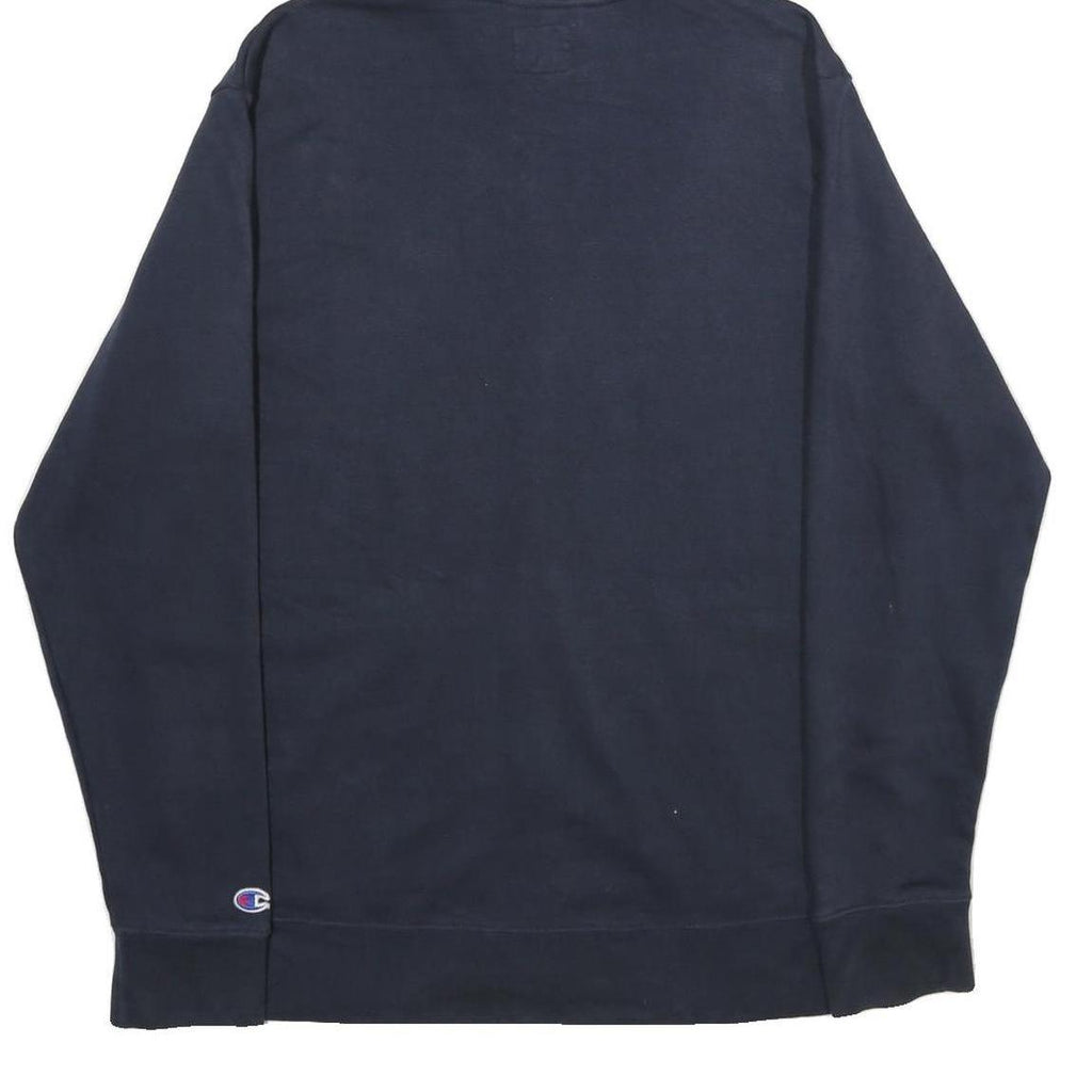 CHAMPION Mens Navy Blue Full Zip Hoodie L Cotton Blend Casual Sweatshirt
