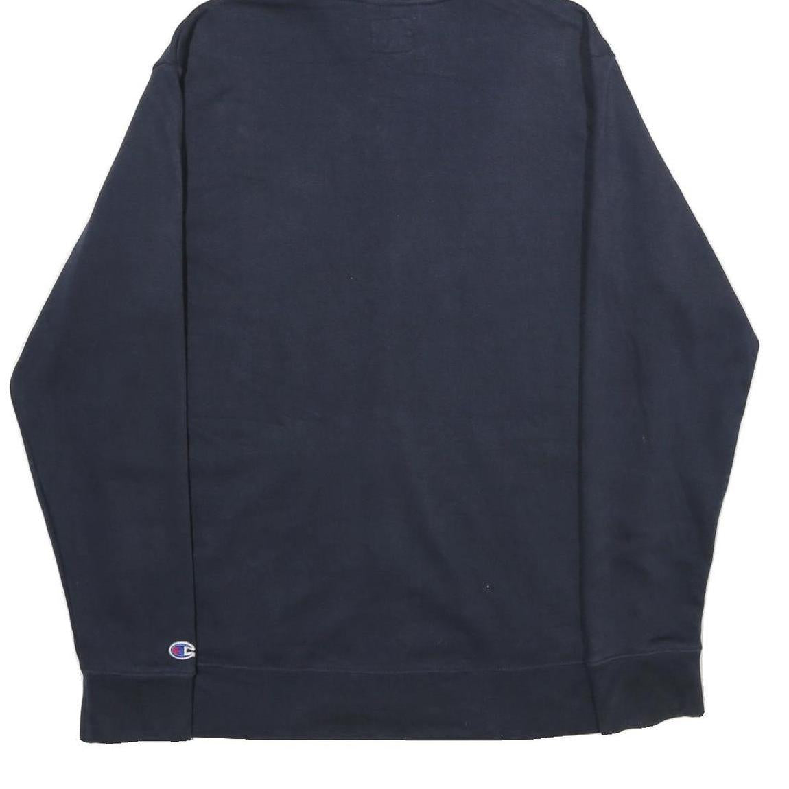 CHAMPION Mens Navy Blue Full Zip Hoodie L Cotton Blend Casual Sweatshirt