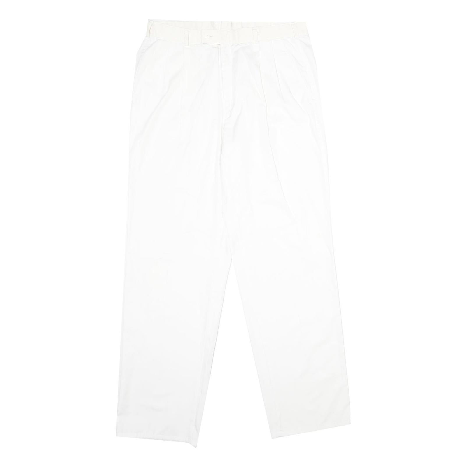 MCGREGOR Mens Regular Fit White Polyester Blend Trousers W34 L34 Classic Zip
