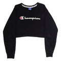 CHAMPION Cropped Womens Sweatshirt Black Crew Neck USA S