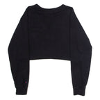 CHAMPION Cropped Womens Sweatshirt Black Crew Neck USA S