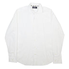 AQUASCUTUM Mens White Formal Shirt L Classic Cotton Blend Button Collar