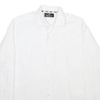 AQUASCUTUM Mens White Formal Shirt L Classic Cotton Blend Button Collar