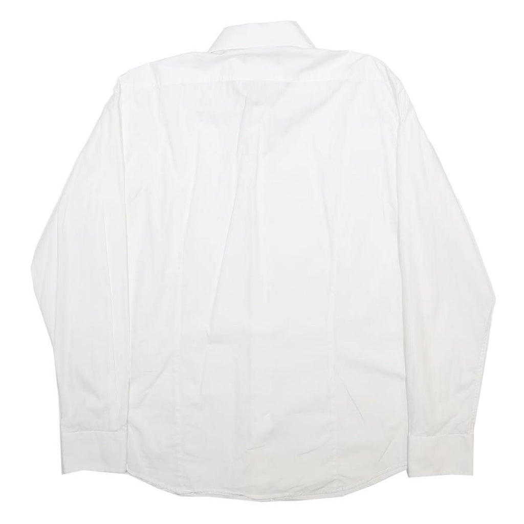 AQUASCUTUM Mens White Formal Shirt L Classic Cotton Blend Button Collar