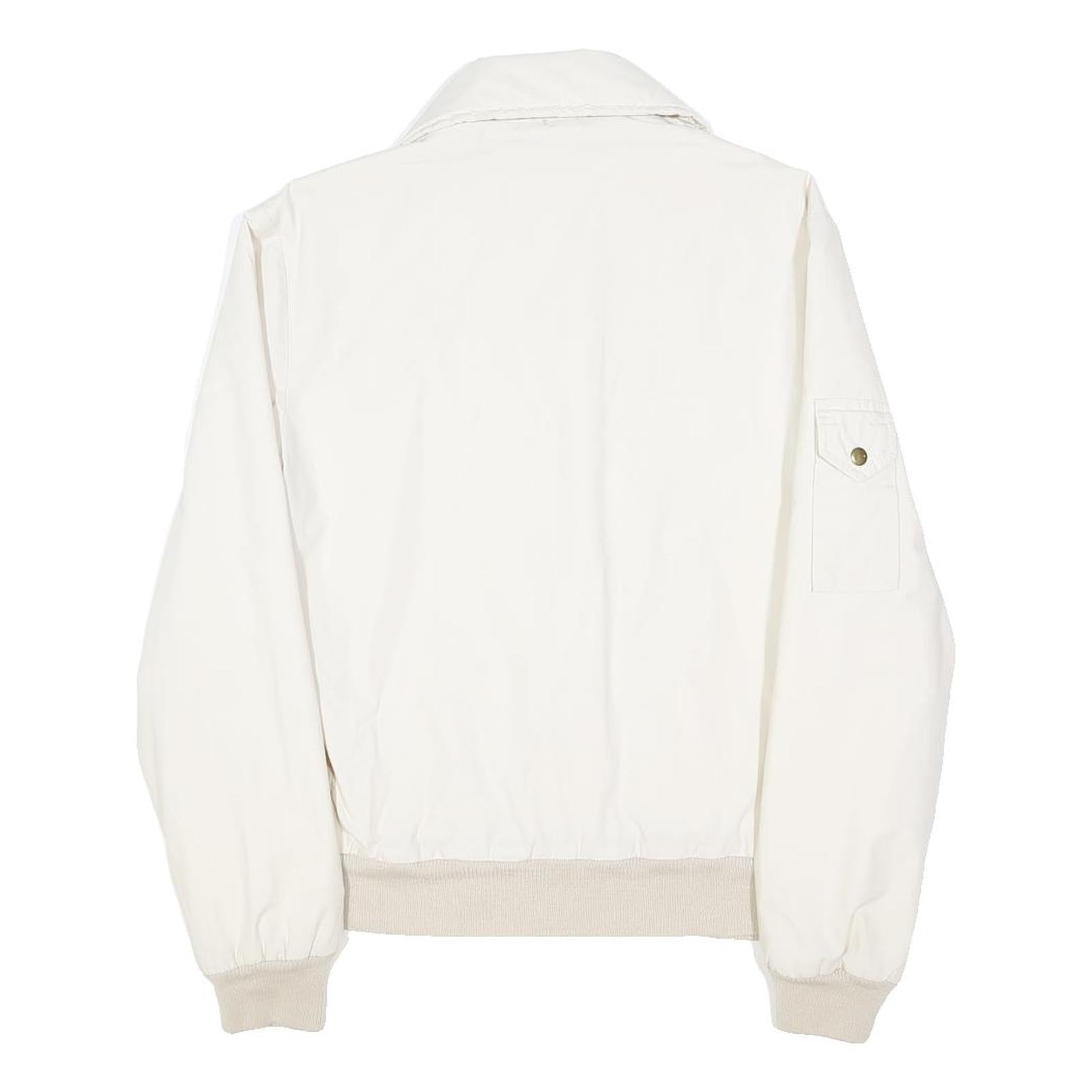 WRANGLER Mens White Polyester Blend Jacket M Button Closure Plain Casual