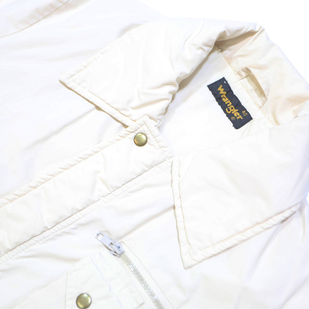 WRANGLER Mens White Polyester Blend Jacket M Button Closure Plain Casual