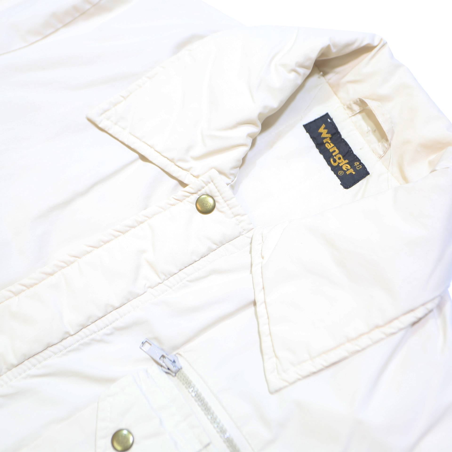 WRANGLER Mens White Polyester Blend Jacket M Button Closure Plain Casual