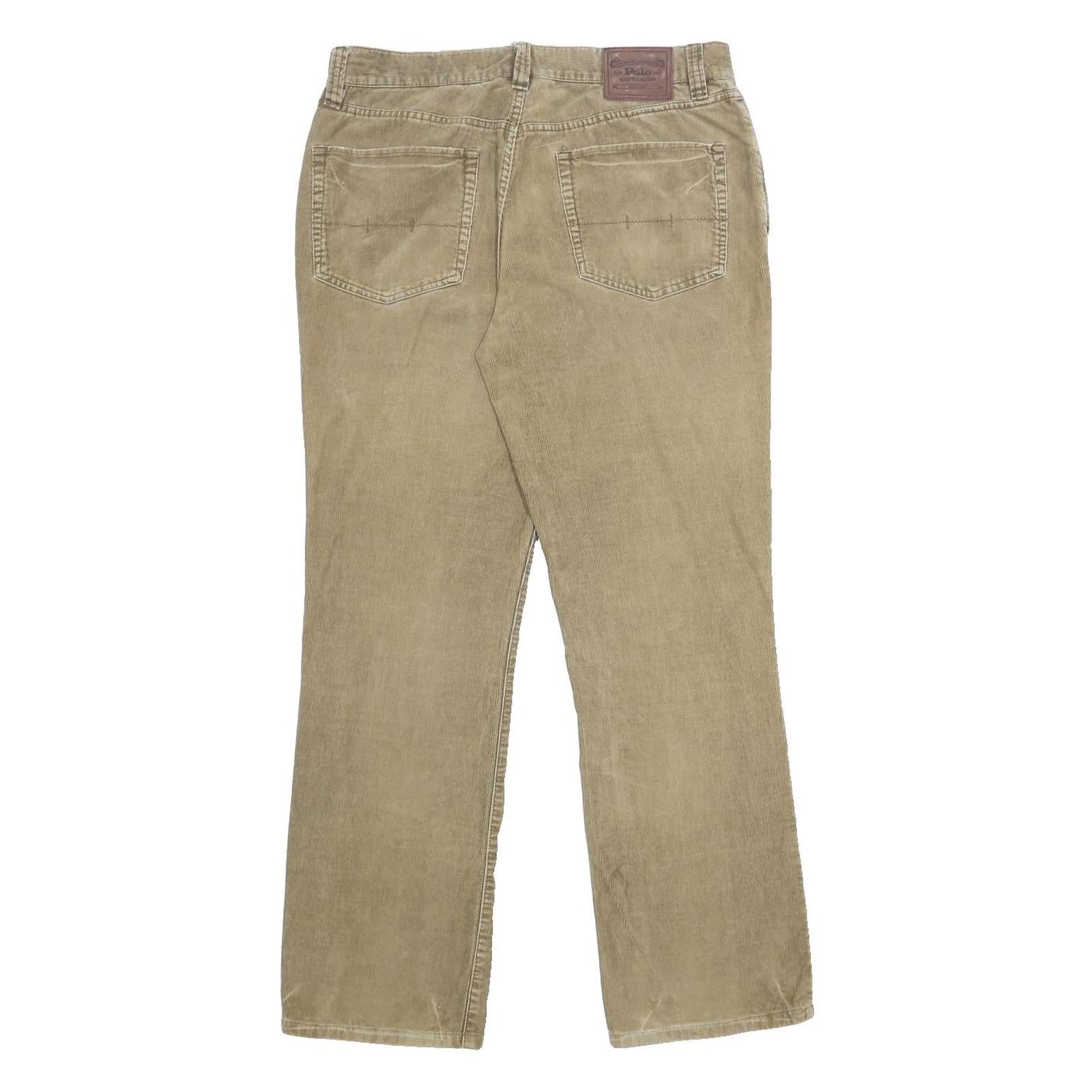 POLO RALPH LAUREN Mens Cotton Beige Regular Straight Trousers W34 L32 Classic