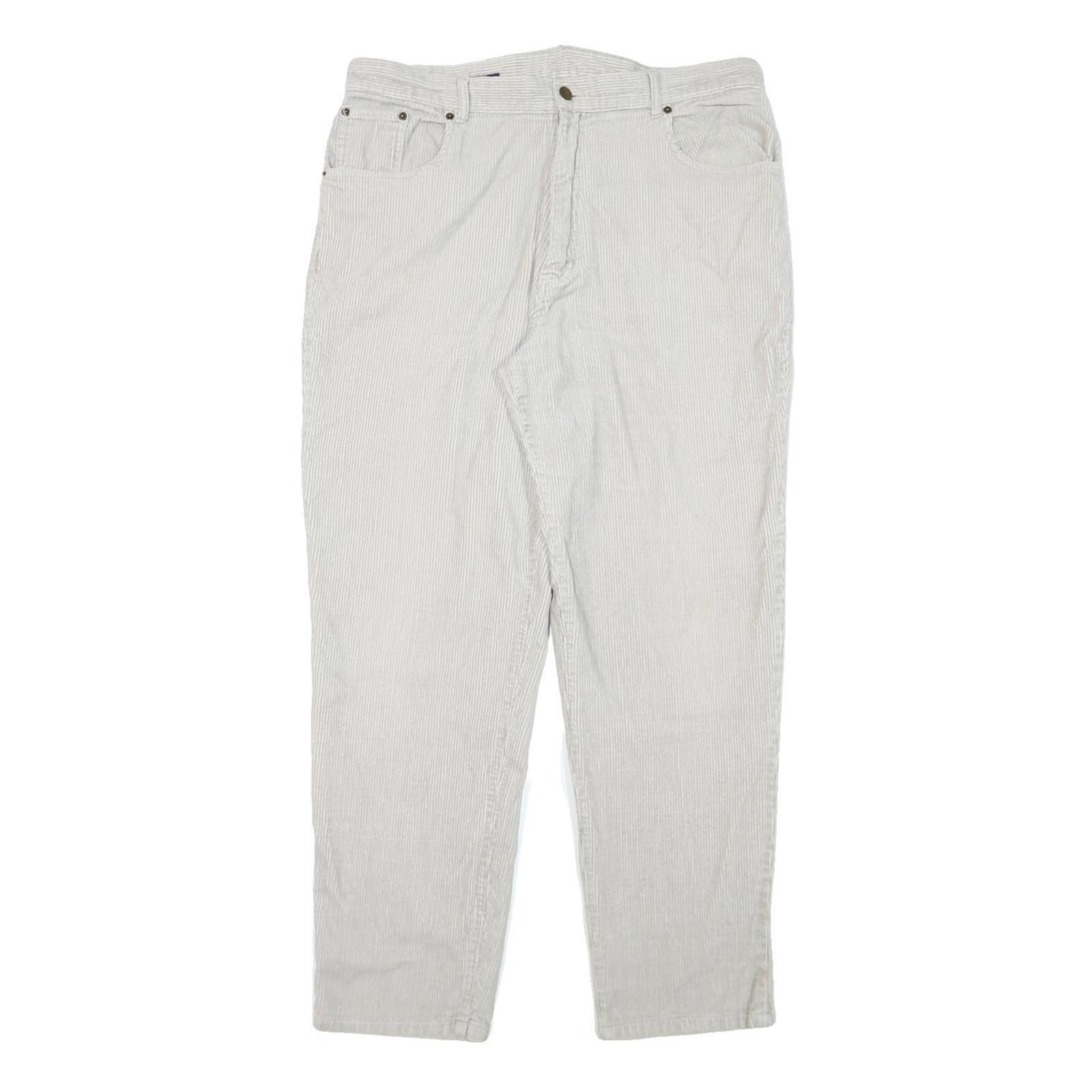 CHEROKEE Mens Relaxed Cotton Blend White Zip Trousers W36 L30 Casual Wear
