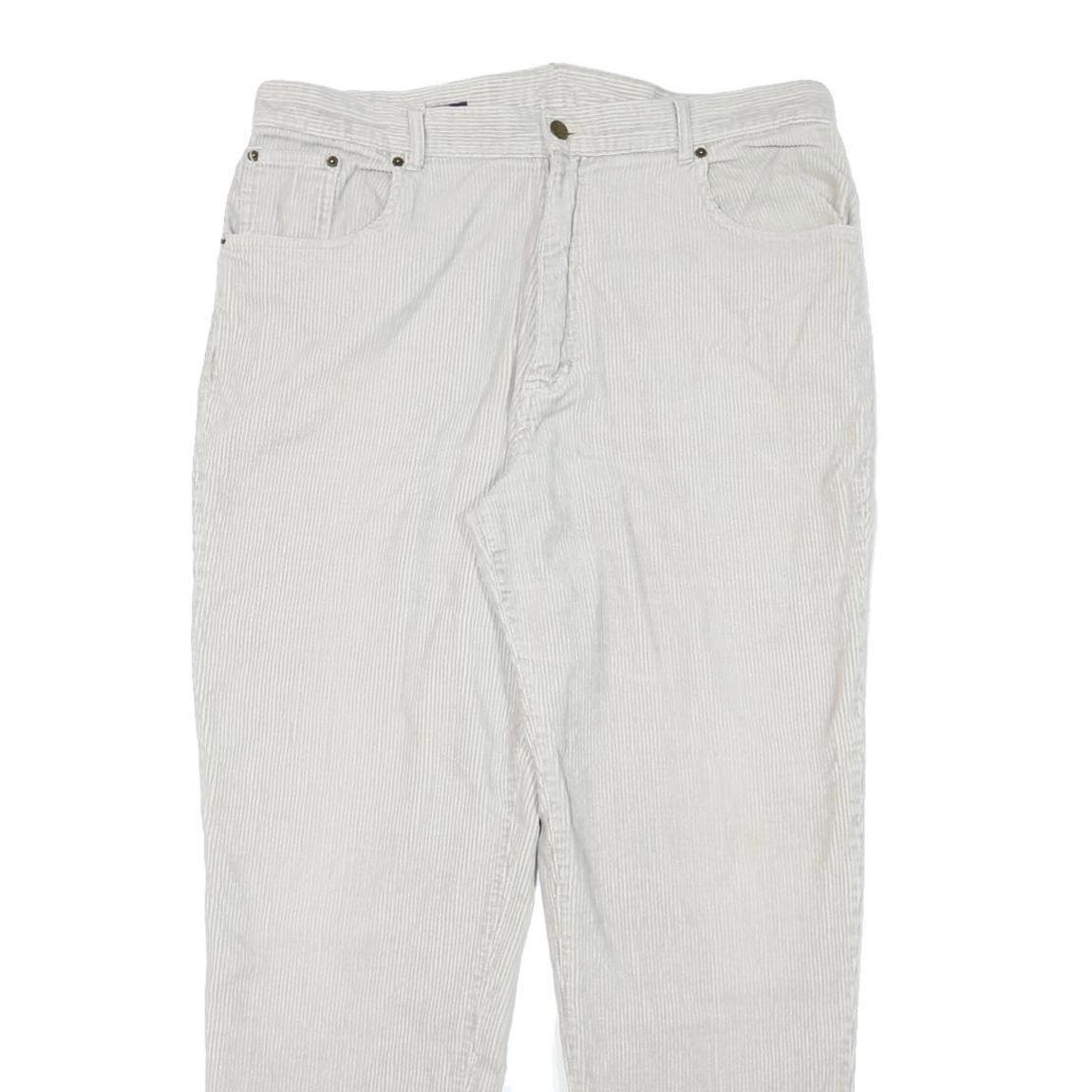 CHEROKEE Mens Relaxed Cotton Blend White Zip Trousers W36 L30 Casual Wear