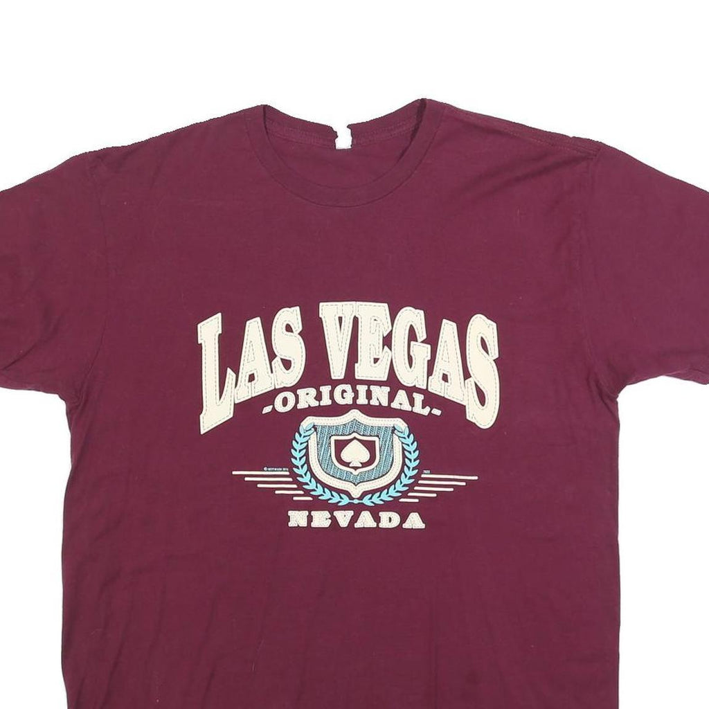 AL STYLE Mens Maroon Las Vegas Original Graphic T-Shirt L Short Sleeve Crew Neck