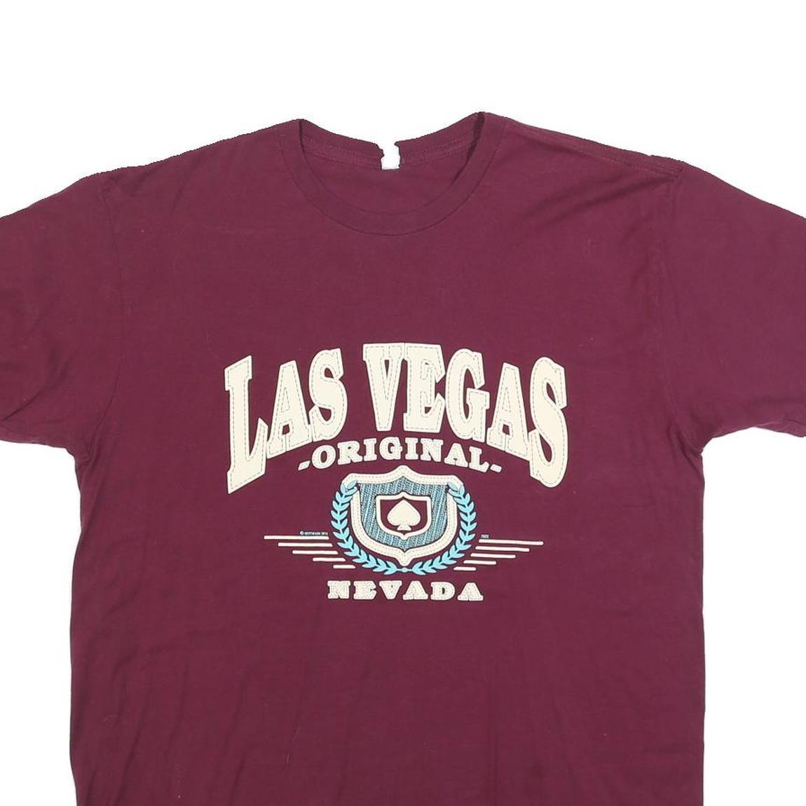AL STYLE Mens Maroon Las Vegas Original Graphic T-Shirt L Short Sleeve Crew Neck