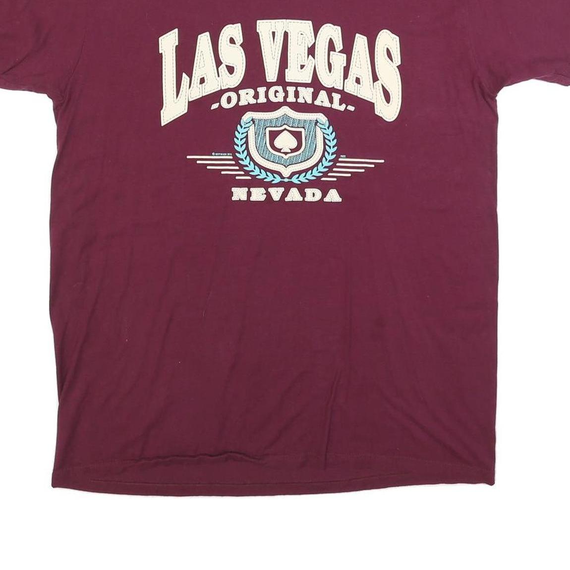 AL STYLE Mens Maroon Las Vegas Original Graphic T-Shirt L Short Sleeve Crew Neck
