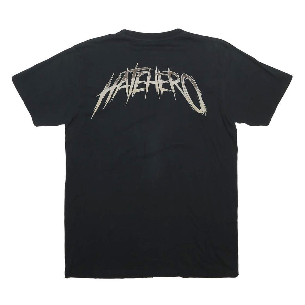 MSF Mens Black Hatehero Graphic T-Shirt L Short Sleeve Crew Neck Cotton Blend