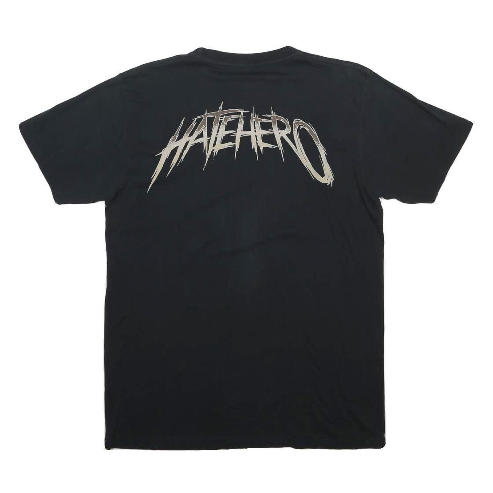 MSF Mens Black Hatehero Graphic T-Shirt L Short Sleeve Crew Neck Cotton Blend