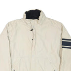 Mens Cream Navy Stripe Zip Jacket L Polyester Blend Outdoor Casual Stylish