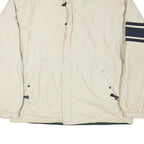 Mens Cream Navy Stripe Zip Jacket L Polyester Blend Outdoor Casual Stylish