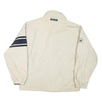 Mens Cream Navy Stripe Zip Jacket L Polyester Blend Outdoor Casual Stylish