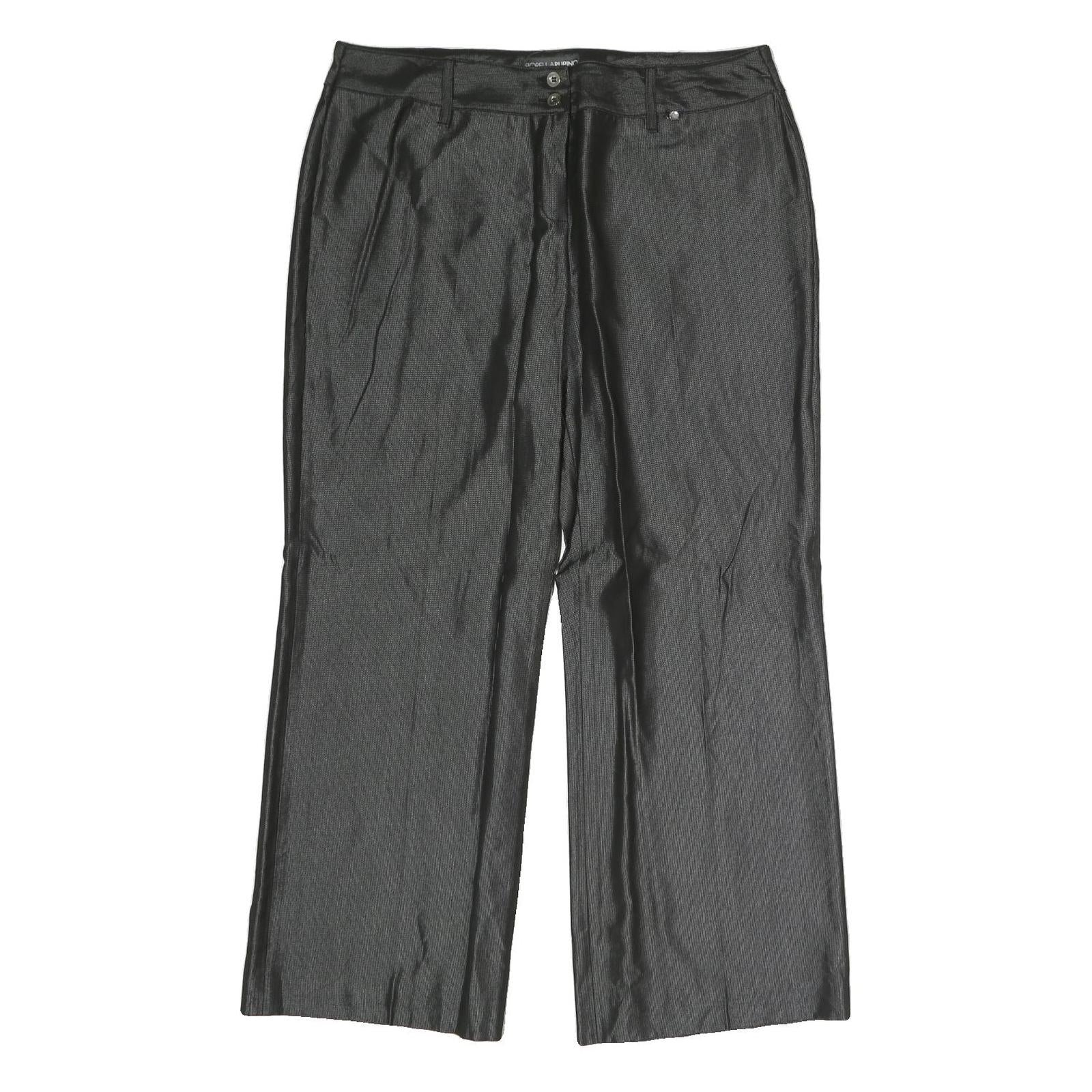 FLORRELARUBINO Womens Cotton Blend Black Regular Straight Trousers W34 L27