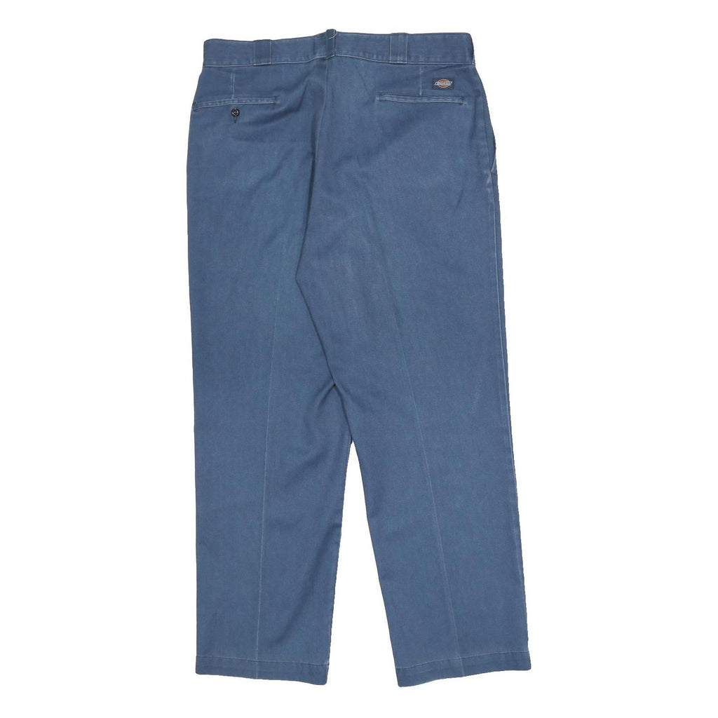 DICKIES Mens Regular Blue Cotton Blend Zip Trousers W38 L30 Workwear Relaxed