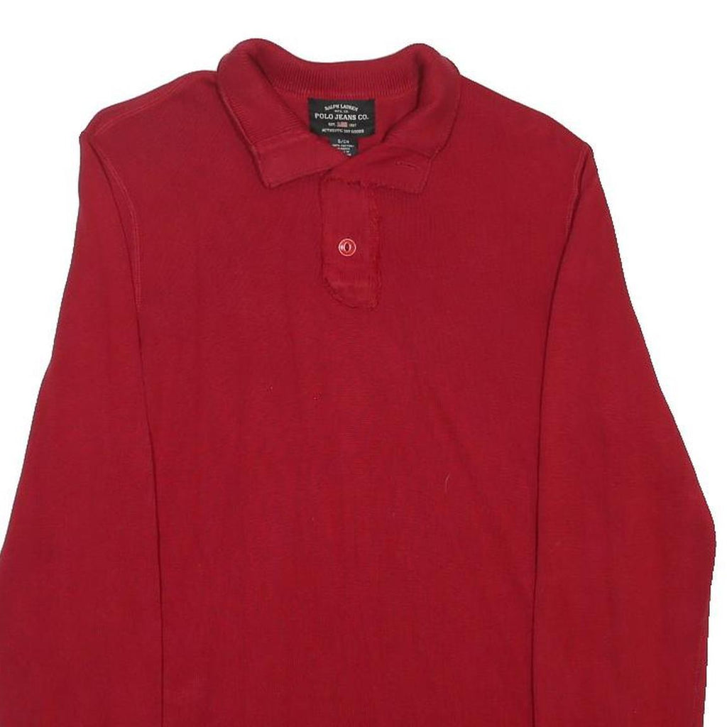 RALPH LAUREN POLO JEANS COMPANY Mens Red Plain Polo Style Basic Knit S Cotton