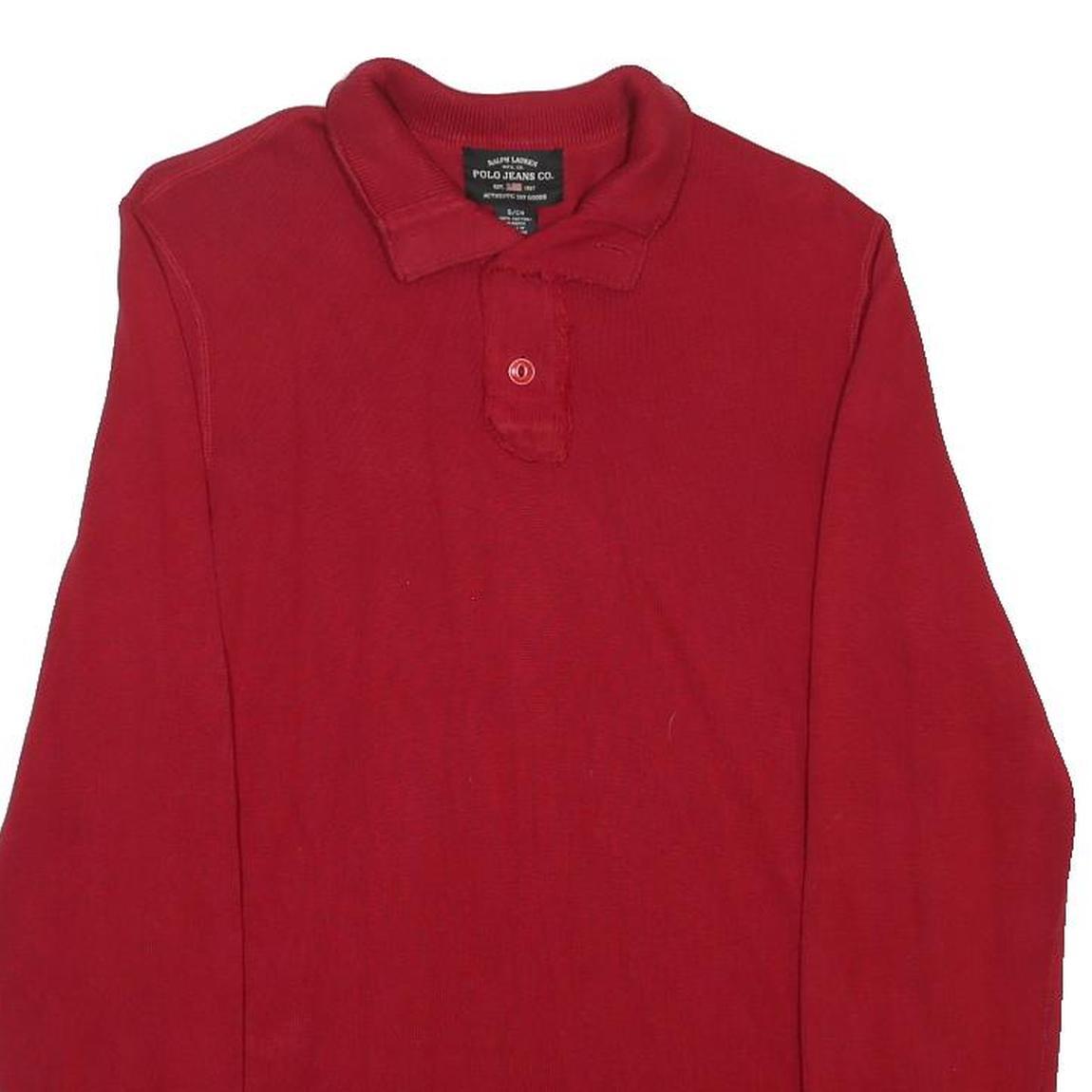 RALPH LAUREN POLO JEANS COMPANY Mens Red Plain Polo Style Basic Knit S Cotton