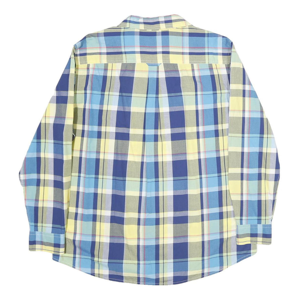 CHAPS Mens Blue & Yellow Check Shirt XL Casual Cotton Button Down Long Sleeve