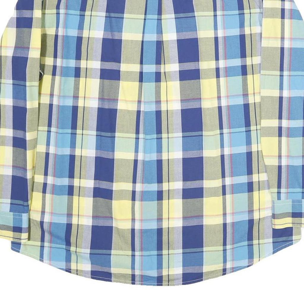 CHAPS Mens Blue & Yellow Check Shirt XL Casual Cotton Button Down Long Sleeve