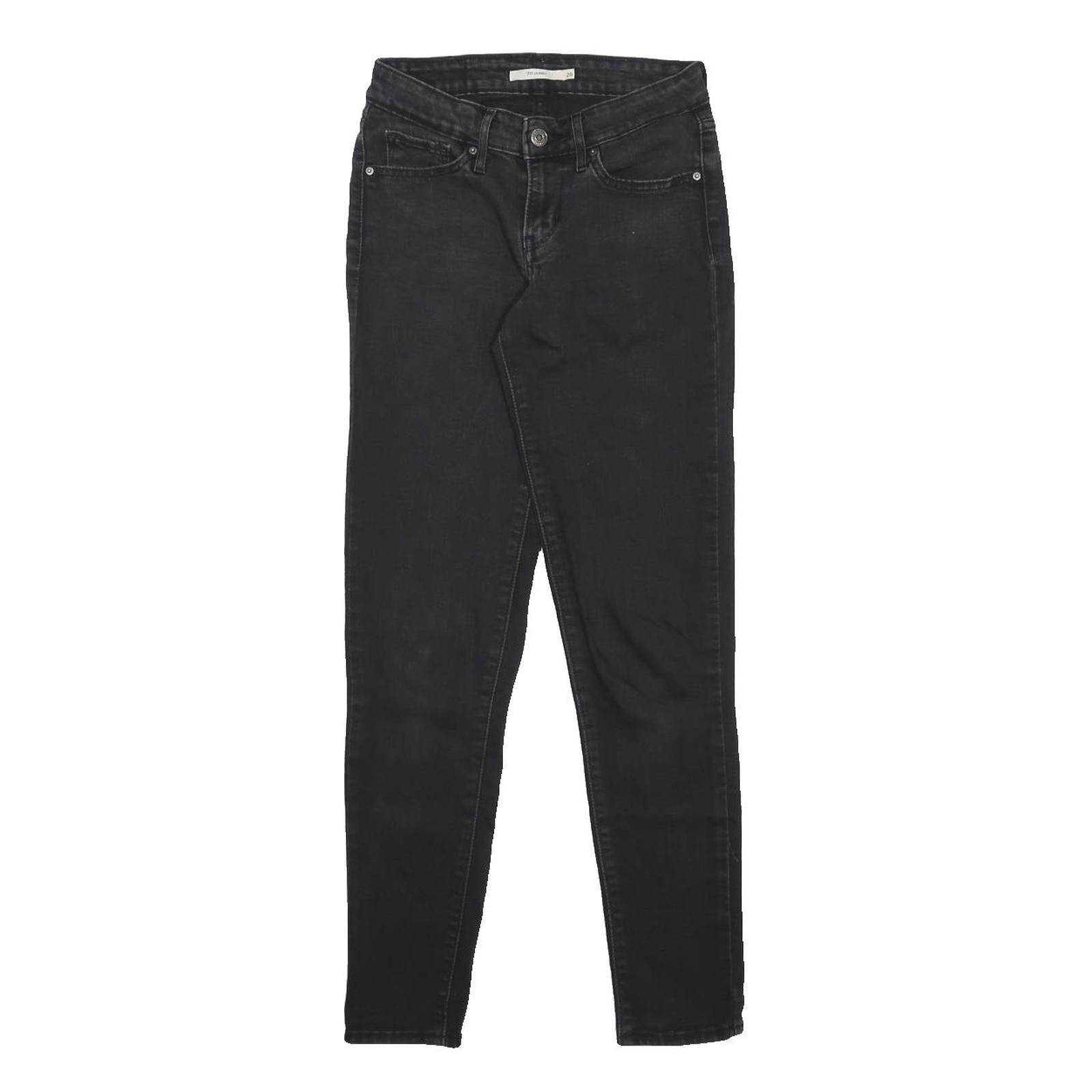 LEVI'S 711 Womens Jeans Black Slim Skinny Denim W26 L29 Stretch Zip