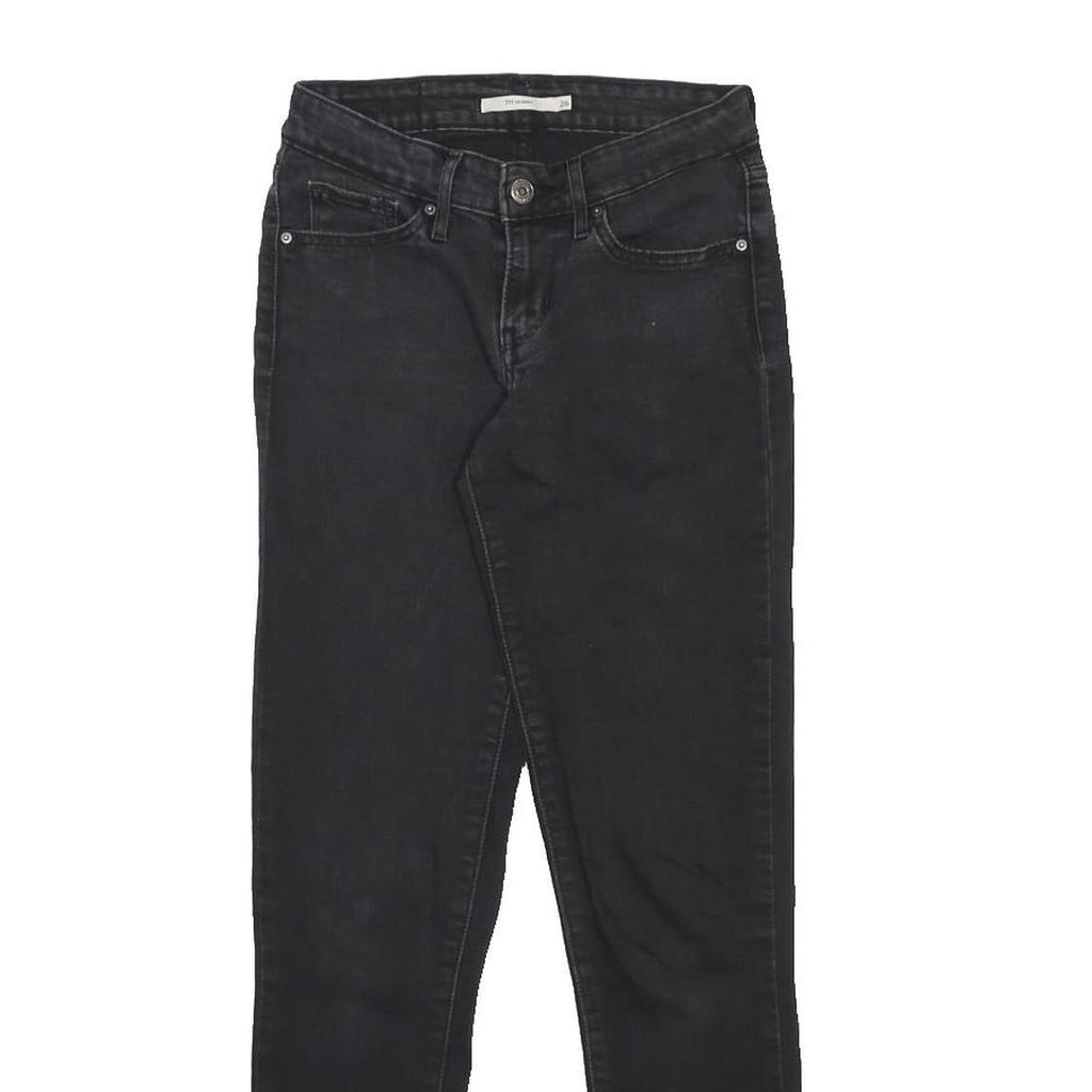 LEVI'S 711 Womens Jeans Black Slim Skinny Denim W26 L29 Stretch Zip