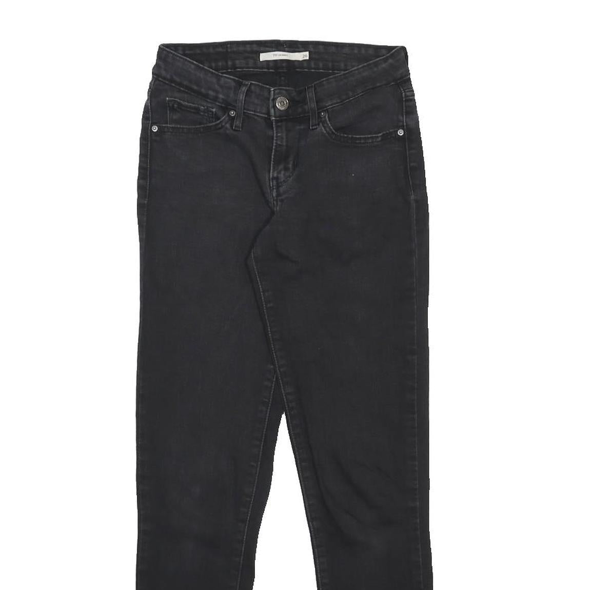 LEVI'S 711 Womens Jeans Black Slim Skinny Denim W26 L29 Stretch Zip
