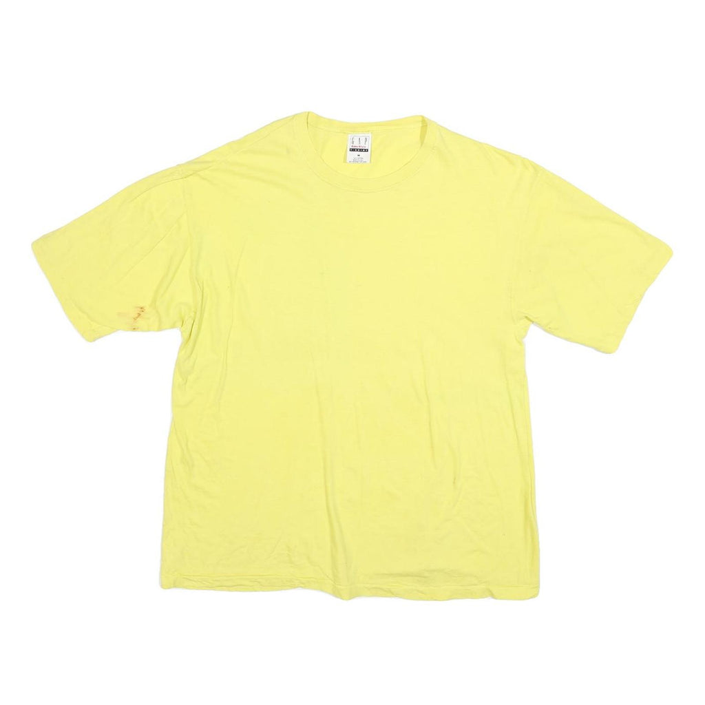 GAP Mens Yellow Plain T-Shirt M Short Sleeve Crew Neck Casual Cotton Blend