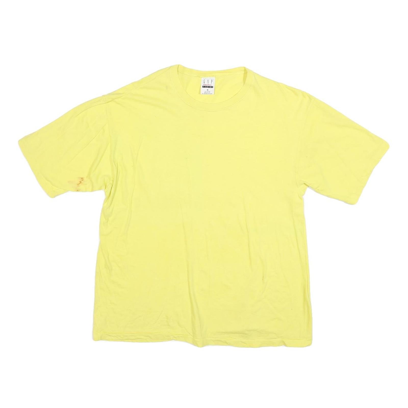 GAP Mens Yellow Plain T-Shirt M Short Sleeve Crew Neck Casual Cotton Blend