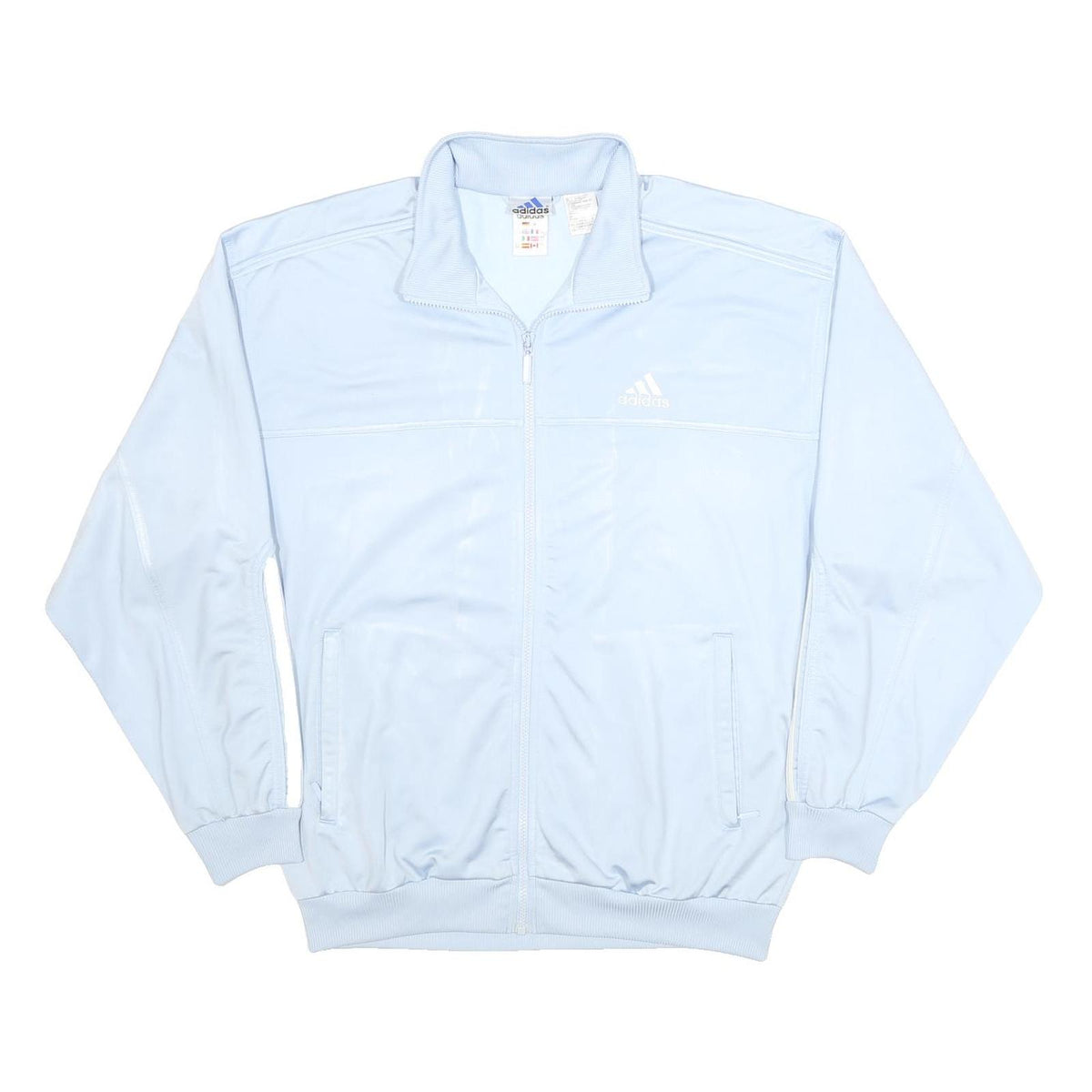 ADIDAS Mens Light Blue Zip Up Polyester Jacket L Casual Sportswear
