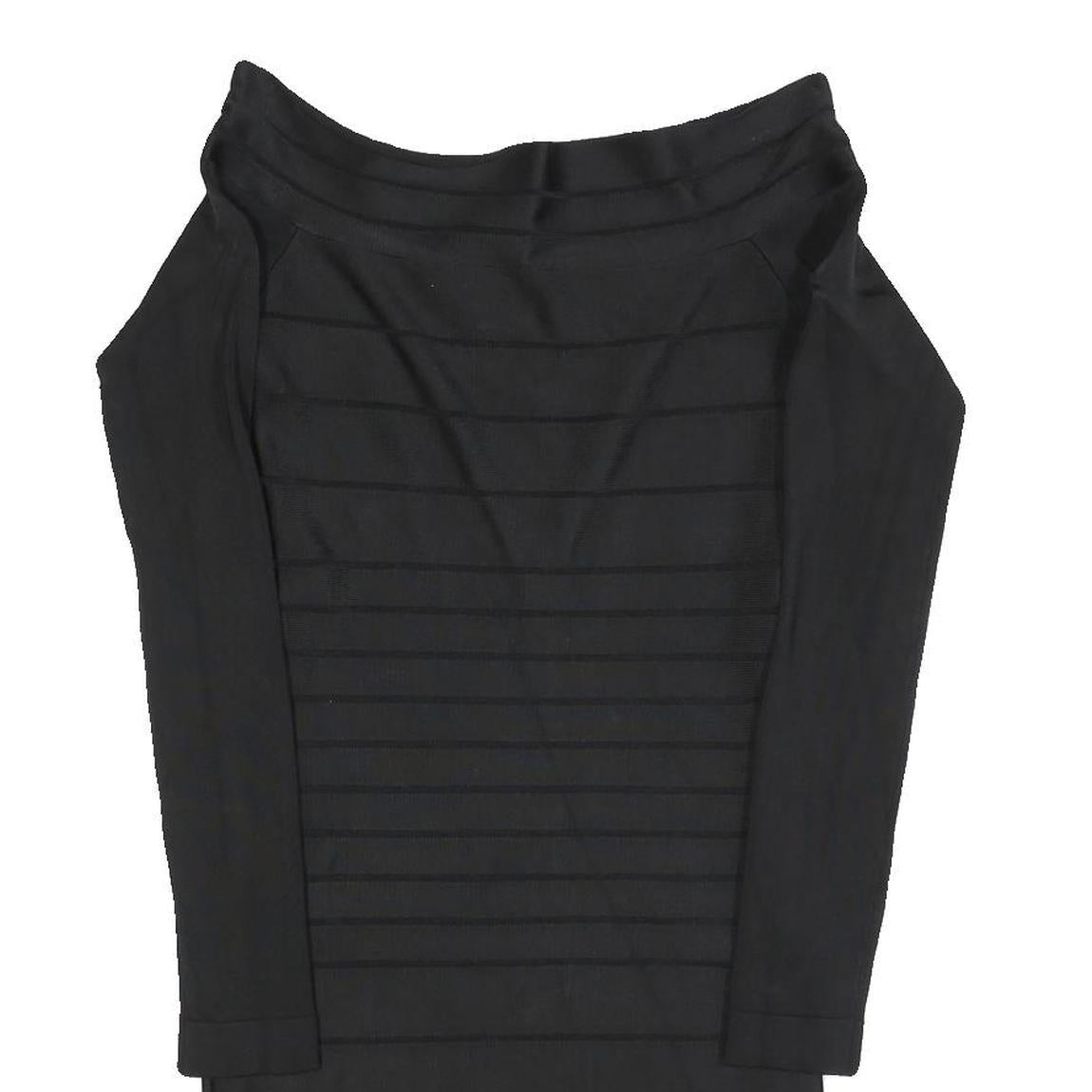 FRENCH CONNECTION Womens Black Bodycon Polyester Knit Midi Dress UK 10 Elegant