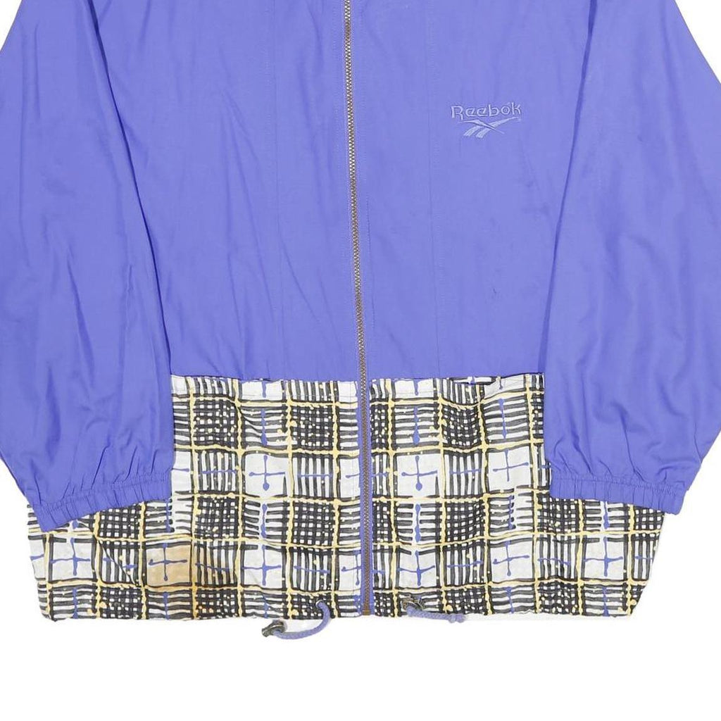 REEBOK Mens Blue Printed Trim Jacket M Polyester Zip Athletic Sportswear